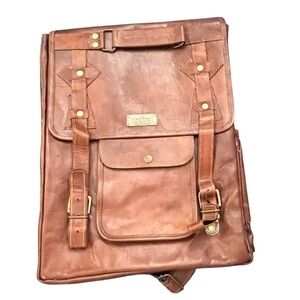 HULSH Leather Backpack Rustic Vintage Brown Laptop Travel Bag‎ Commute Messenger